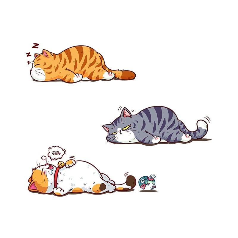 Cute Sleeping Cat Vinyl Car Sticker, Three Lazy Cats Scratch Cover Funny Bumper Decal for Auto, Truck, Motorcycle, Wall, Window (Medium)